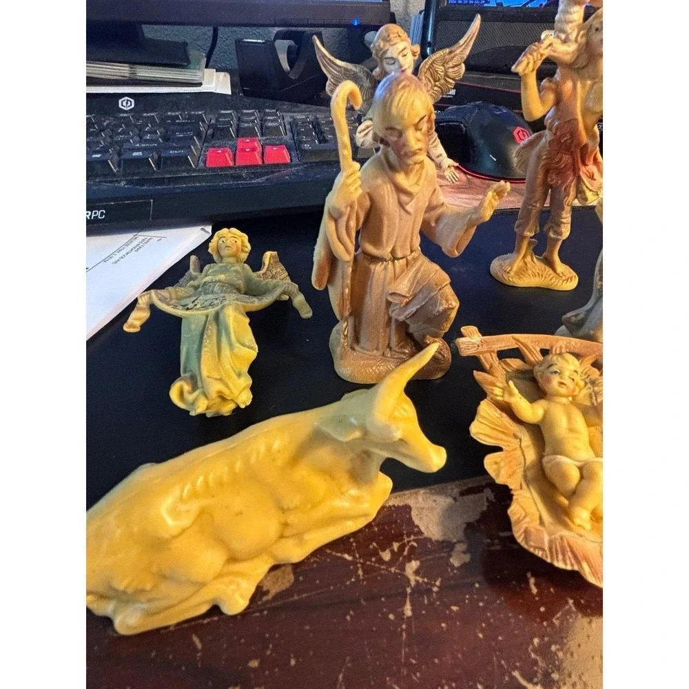 Vintage Hard Plastic Nativity Set Figures  Christmas Baby Jesus Mary Joseph Lot